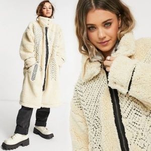 NWOT Free People Avery Embroidered Teddy Coat